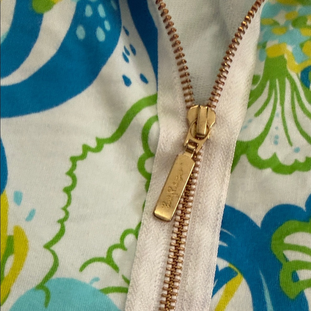Lilly Pulitzer Sweatshirt Womens Medium Skipper Popover 1/2 Zip Crystal Coast - Picture 6 of 7